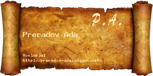 Preradov Ada névjegykártya